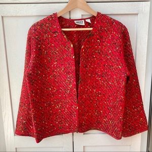 Vintage Sz 1 Chico's Red Silk Lightweight Jacket